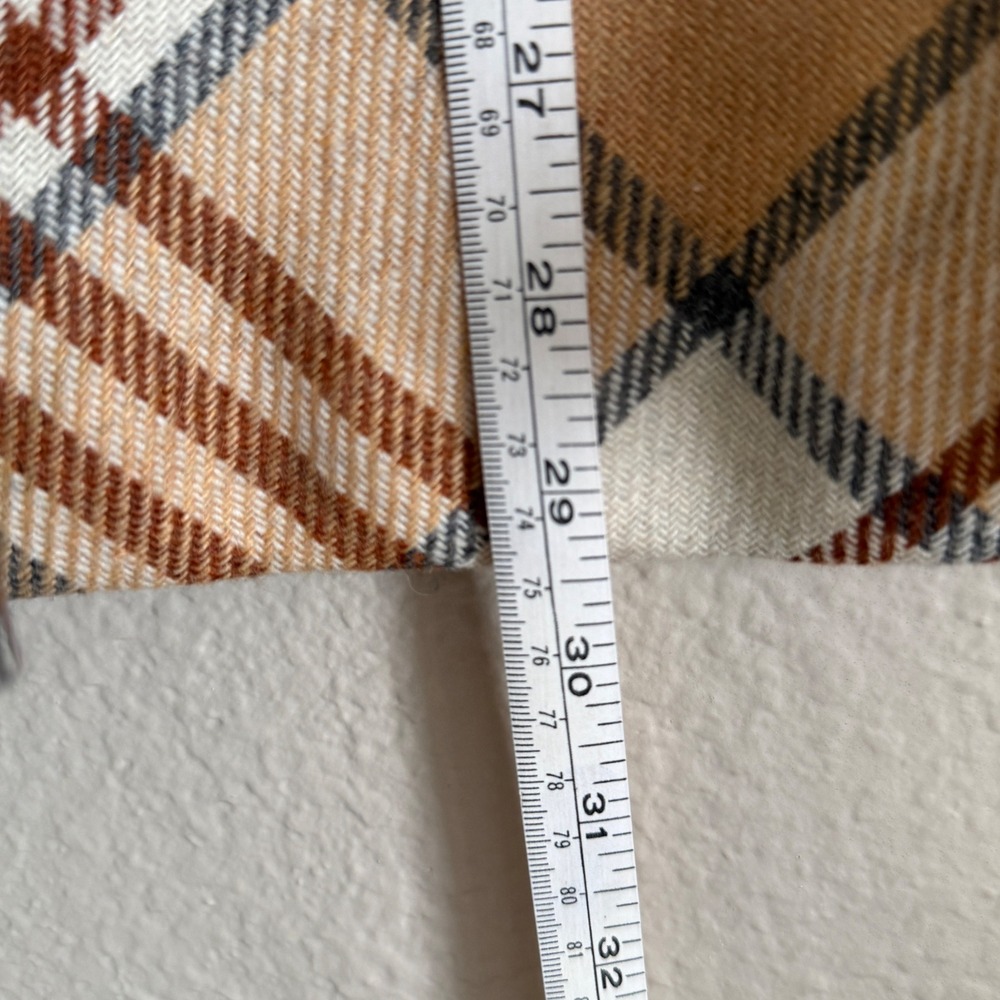 Vintage Dark Academia Preppy Heritage Tan Plaid Wool Blend Midi Skirt Small - Picture 4 of 6